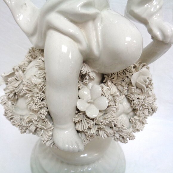 Neoclassical White Porcelain Cherub Lamp 1940's - Picture 13 of 16